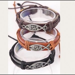 6 Pack Leather Jesus Bracelets Wholesale Lot Box